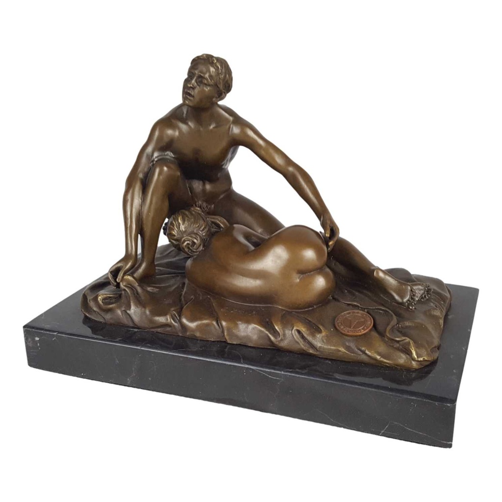 [LA-50235] Bronzeskulptur Bronzefigur Mann Frau Liebesspiel Frau liegend Mann kniend Erotik Bild 12