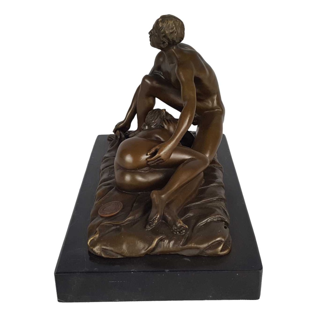 [LA-50235] Bronzeskulptur Bronzefigur Mann Frau Liebesspiel Frau liegend Mann kniend Erotik Bild 13