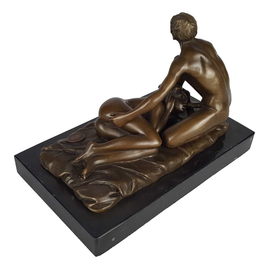 [LA-50235] Bronzeskulptur Bronzefigur Mann Frau Liebesspiel Frau liegend Mann kniend Erotik Bild 14