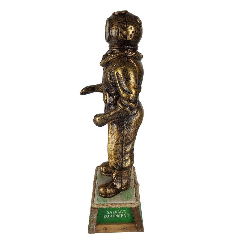 [LA-50328] Figur Skulptur Gusseisen Taucher auf Holzssockel Bild 3