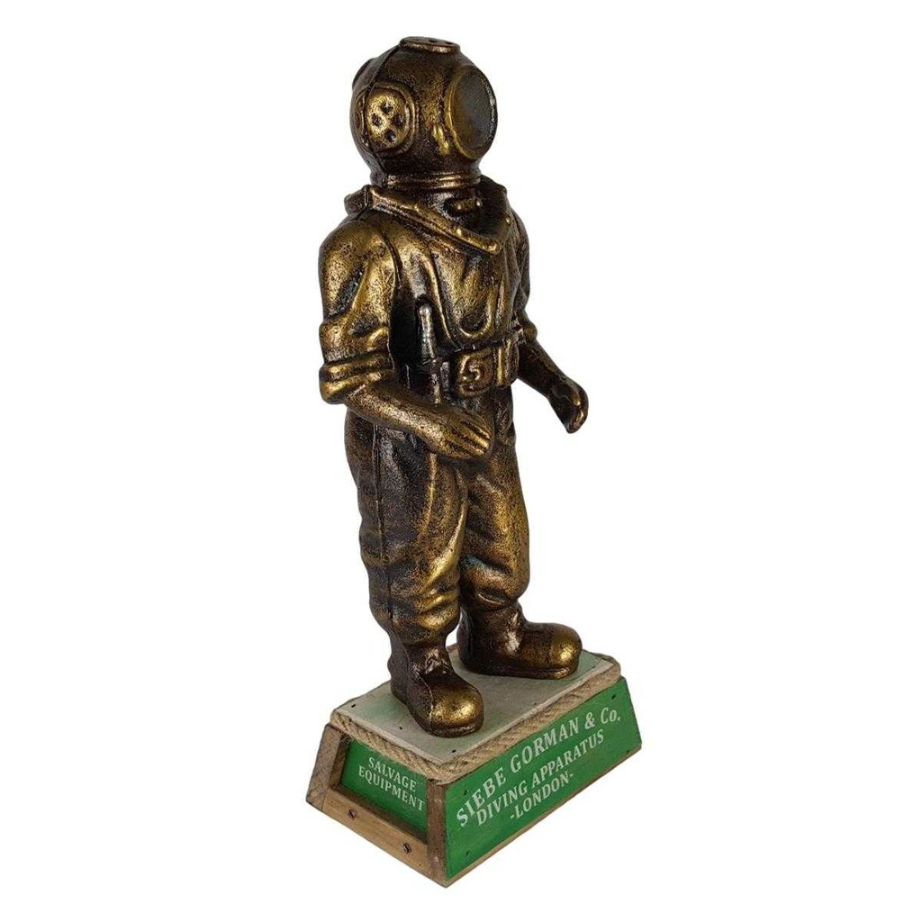 [LA-50328] Figur Skulptur Gusseisen Taucher auf Holzssockel Bild 7