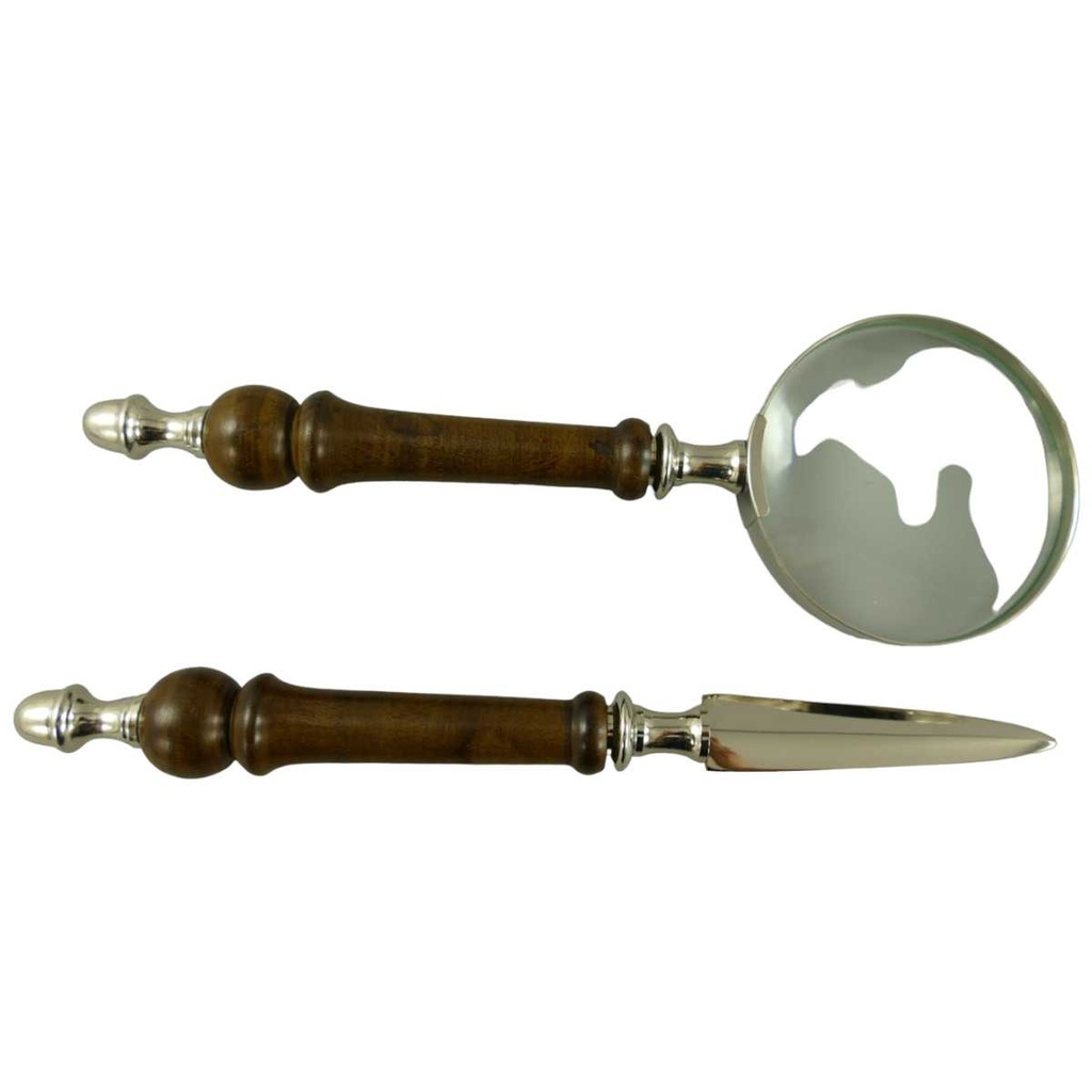 [LA-59926] Brieföffner/Lupe Liegend Ständer Vernickelt L 24cm Bild 2