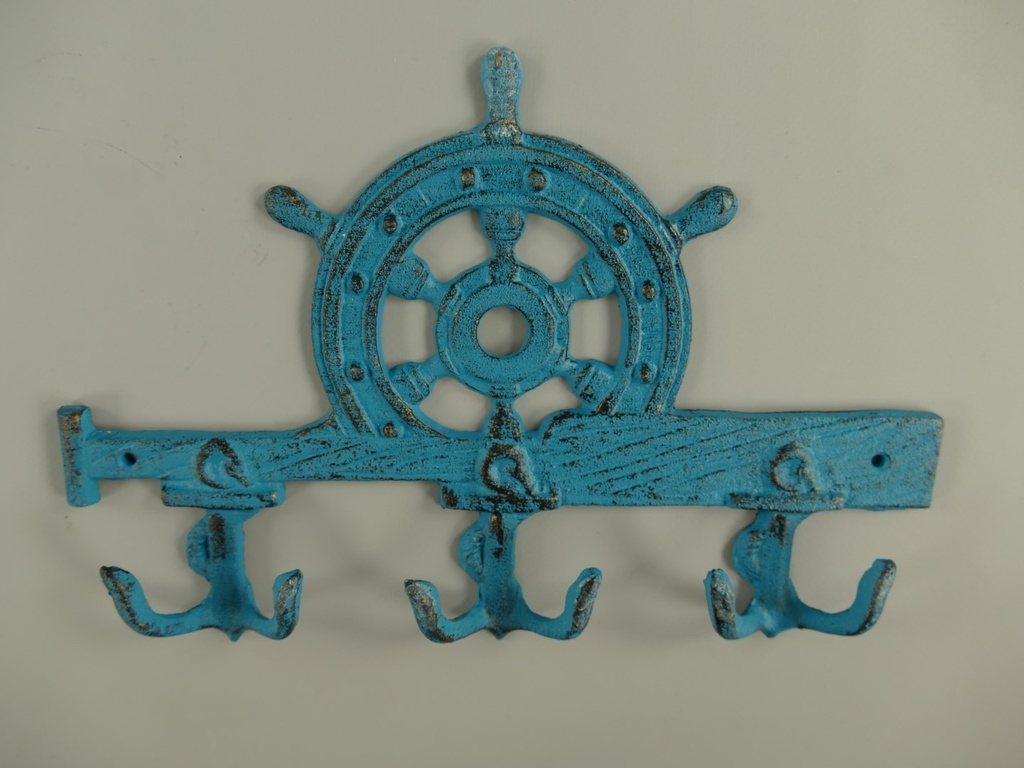 [LA-59936] Garderobenhaken Kleiderhaken Wandhaken Eisen blau L 27x18cm Bild 2
