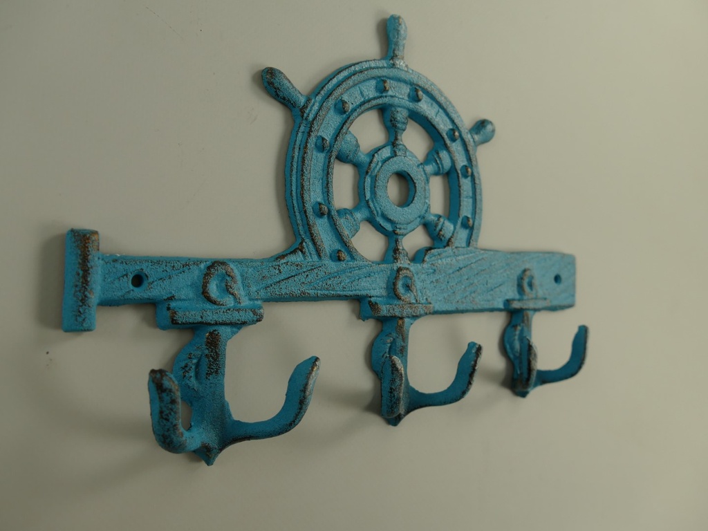 [LA-59936] Garderobenhaken Kleiderhaken Wandhaken Eisen blau L 27x18cm Bild 3