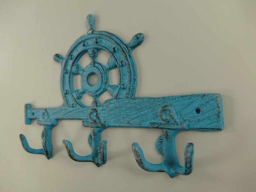 [LA-59936] Garderobenhaken Kleiderhaken Wandhaken Eisen blau L 27x18cm Bild 4