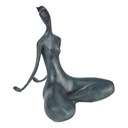 [LA-60123] Bronzeskulptur Bronzefigur grün patiniert Sitzende Frau Weiblicher Akt Abstrakt-Stil Bild 2