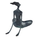 [LA-60123] Bronzeskulptur Bronzefigur grün patiniert Sitzende Frau Weiblicher Akt Abstrakt-Stil Bild 4