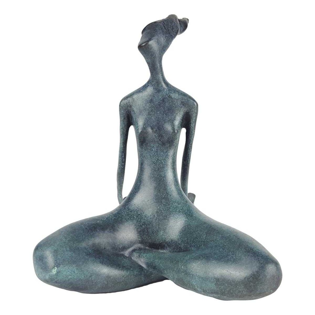 [LA-60123] Bronzeskulptur Bronzefigur grün patiniert Sitzende Frau Weiblicher Akt Abstrakt-Stil Bild 6