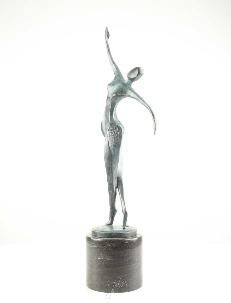 [LA-60139] Bronzeskulptur Bronzefigur Frau Tänzerin Ballerina Grün Abstrakt-Stil Bild 3