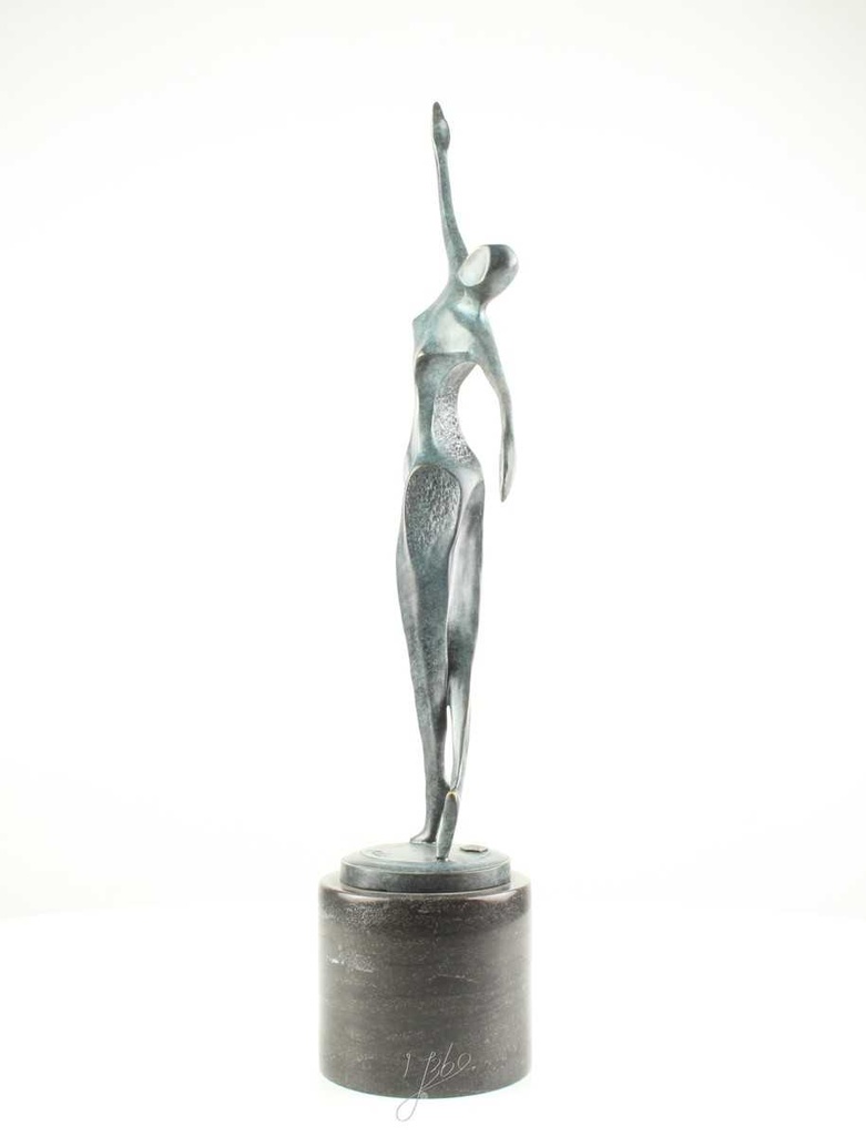 [LA-60139] Bronzeskulptur Bronzefigur Frau Tänzerin Ballerina Grün Abstrakt-Stil Bild 4