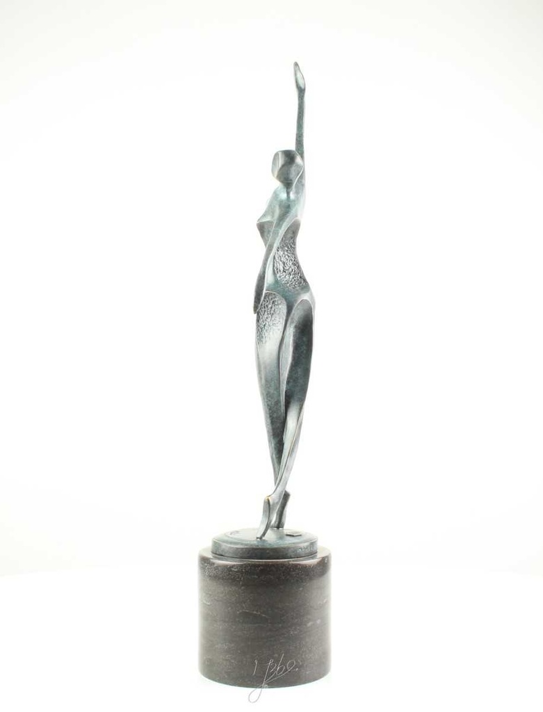 [LA-60139] Bronzeskulptur Bronzefigur Frau Tänzerin Ballerina Grün Abstrakt-Stil Bild 5