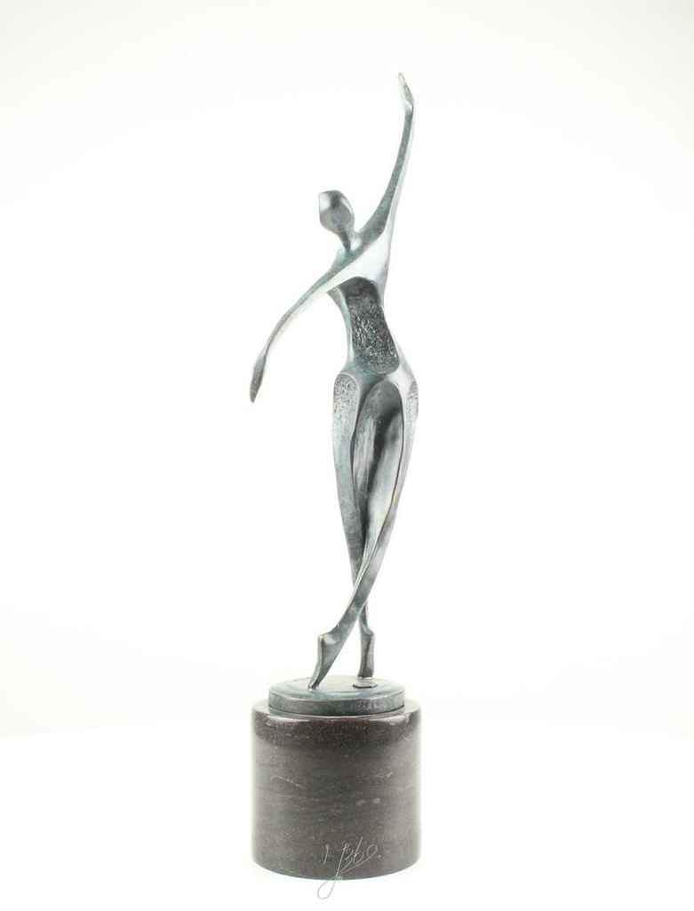 [LA-60139] Bronzeskulptur Bronzefigur Frau Tänzerin Ballerina Grün Abstrakt-Stil Bild 6