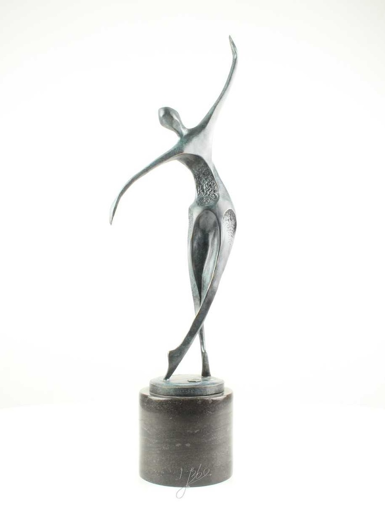 [LA-60139] Bronzeskulptur Bronzefigur Frau Tänzerin Ballerina Grün Abstrakt-Stil Bild 7
