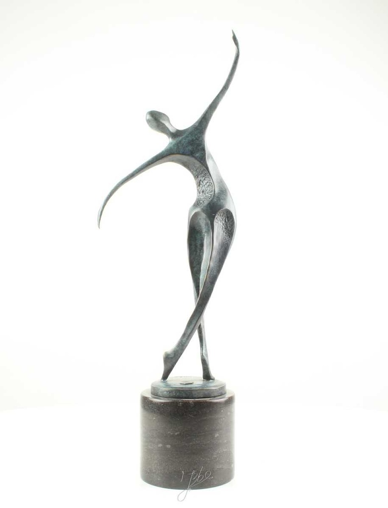 [LA-60139] Bronzeskulptur Bronzefigur Frau Tänzerin Ballerina Grün Abstrakt-Stil Bild 8