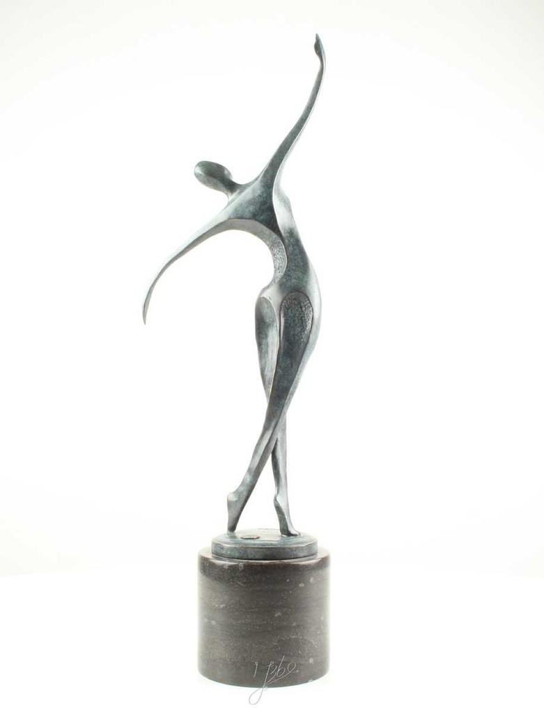 [LA-60139] Bronzeskulptur Bronzefigur Frau Tänzerin Ballerina Grün Abstrakt-Stil Bild 9