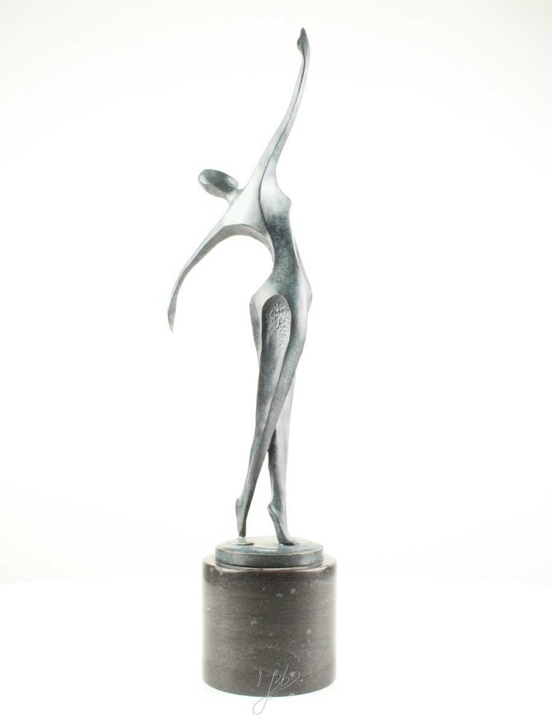 [LA-60139] Bronzeskulptur Bronzefigur Frau Tänzerin Ballerina Grün Abstrakt-Stil Bild 10