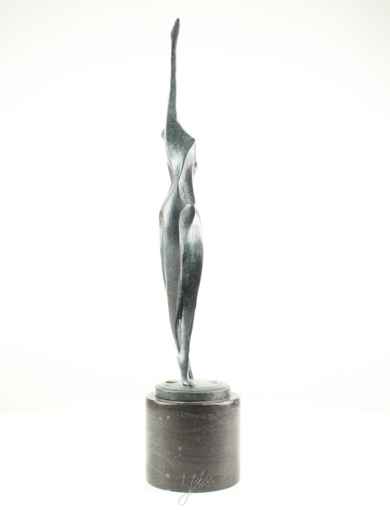[LA-60139] Bronzeskulptur Bronzefigur Frau Tänzerin Ballerina Grün Abstrakt-Stil Bild 12