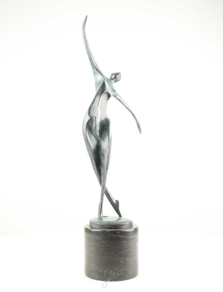[LA-60139] Bronzeskulptur Bronzefigur Frau Tänzerin Ballerina Grün Abstrakt-Stil Bild 14