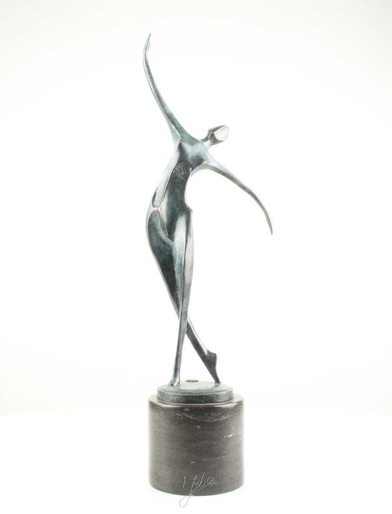 [LA-60139] Bronzeskulptur Bronzefigur Frau Tänzerin Ballerina Grün Abstrakt-Stil Bild 15