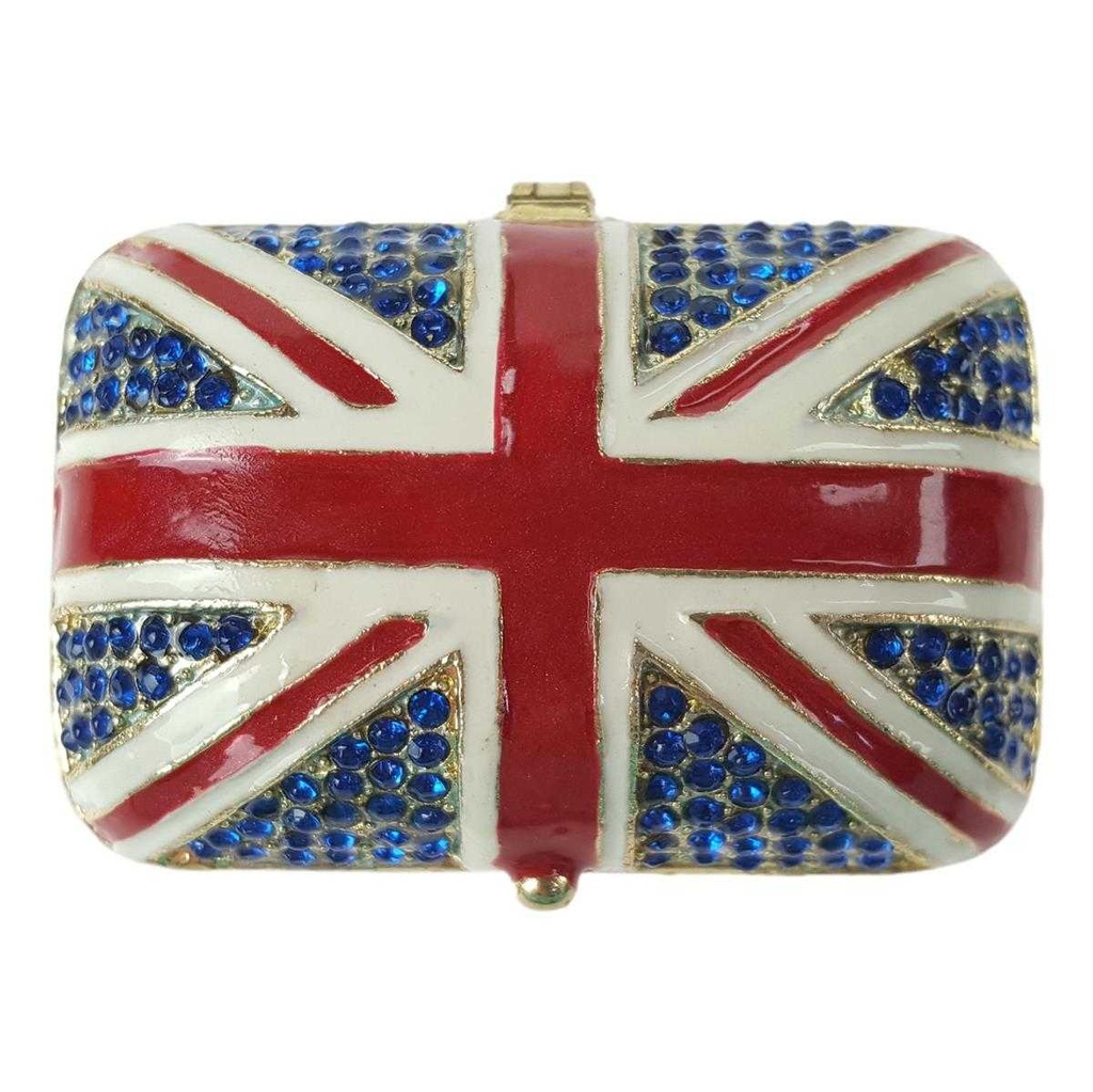 [LA-62521] Pillendose Pillendöschen Dose Döschen Schatulle Zinn emailliert Britische Flagge Bild 4