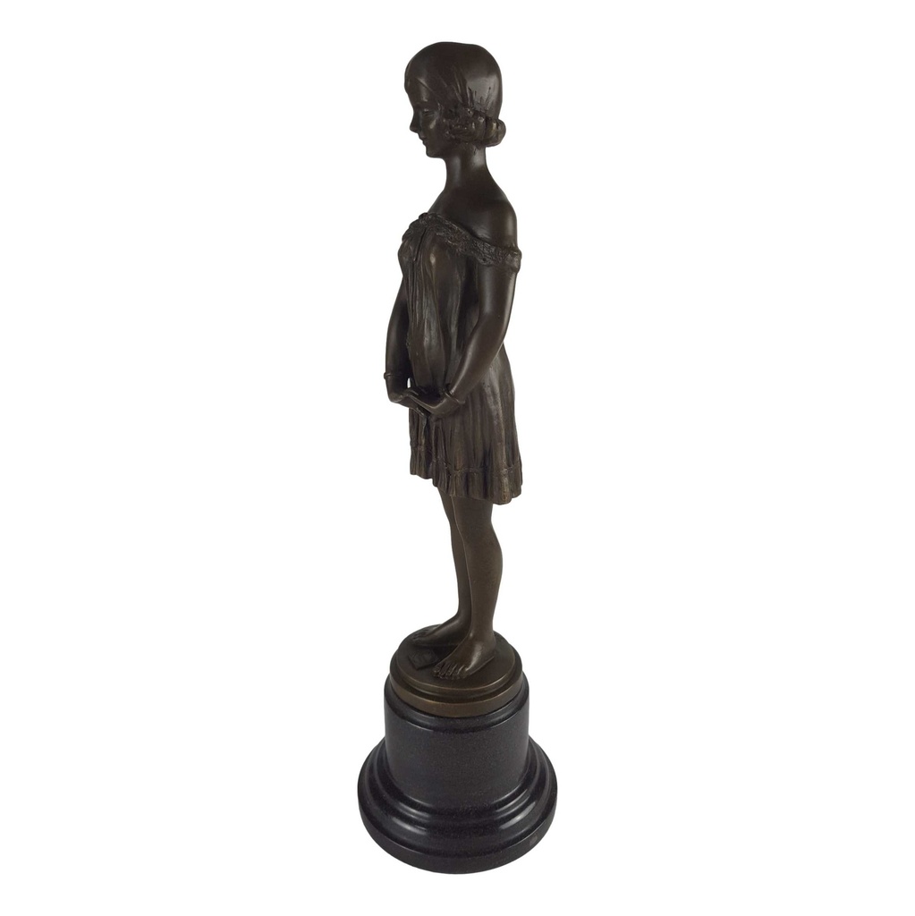 [LA-62533] Bronze Skulptur Figur Bronzeskulptur Bronzefigur Mädchen die Unschuld nach D.H.Chiparus Art-Deco-Stil Bild 3