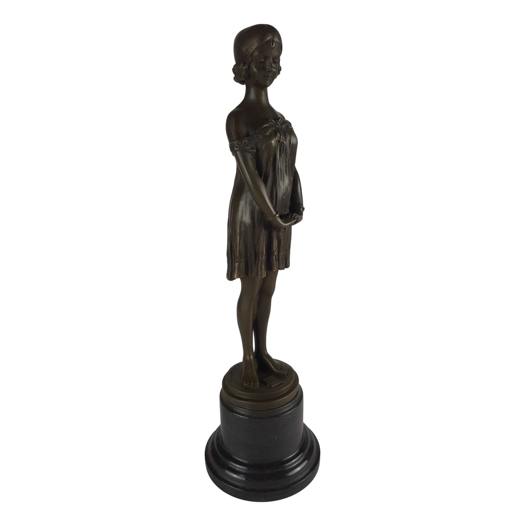 [LA-62533] Bronze Skulptur Figur Bronzeskulptur Bronzefigur Mädchen die Unschuld nach D.H.Chiparus Art-Deco-Stil Bild 6