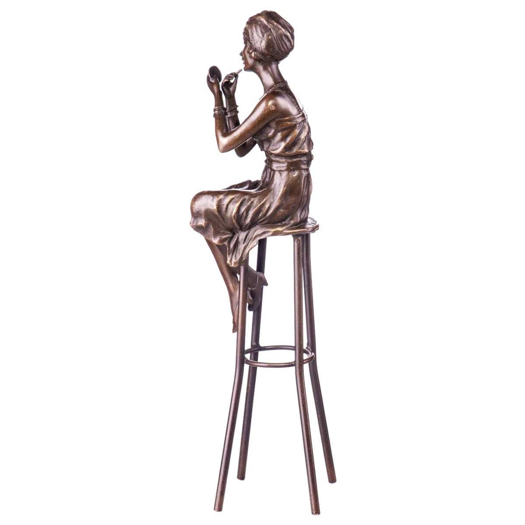 [LA-62539] Bronzeskulptur Bronzefigur Frau auf Hocker Art-Deco-Stil Bild 2
