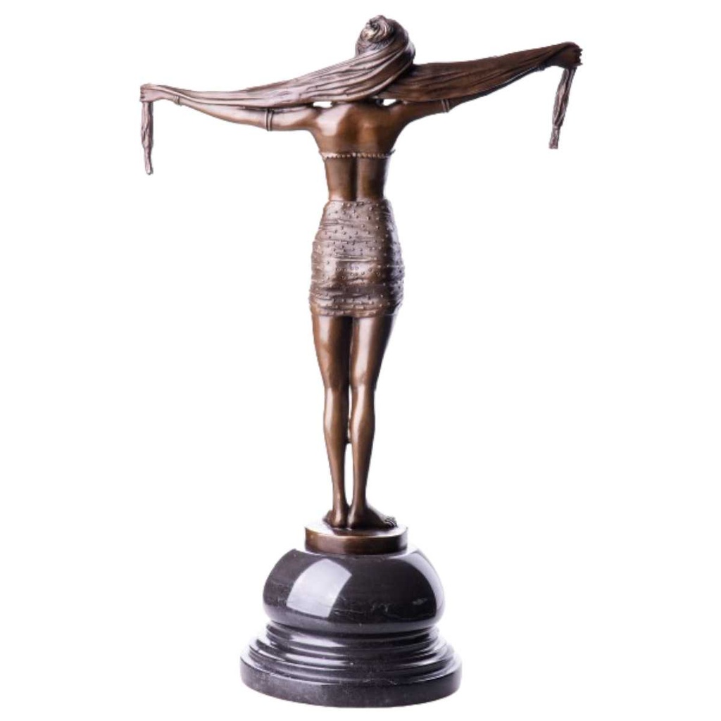 [LA-62549] Bronze Skulptur Figur Bronzeskulptur Bronzefigur Scarf Dancer Weiblicher Akt nach D.H.Chiparus Art-Deco-Stil Bild 2