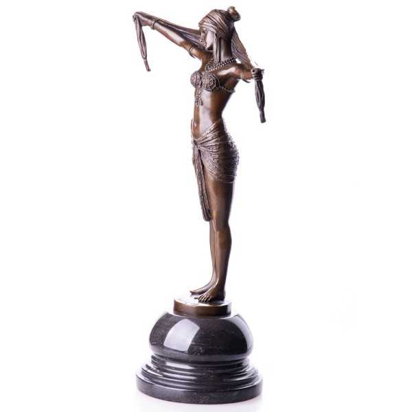 [LA-62549] Bronze Skulptur Figur Bronzeskulptur Bronzefigur Scarf Dancer Weiblicher Akt nach D.H.Chiparus Art-Deco-Stil Bild 3