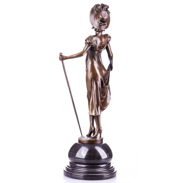 [LA-62550] Bronze Skulptur Figur Bronzeskulptur Bronzefigur Frau mit Spazierstock Bild 3