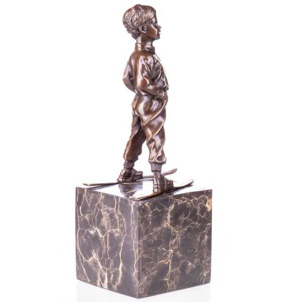 [LA-62555] Bronzeskulptur Bronzefigur Junge mit Ski The Boy Skier Art-Deco-Stil Bild 3