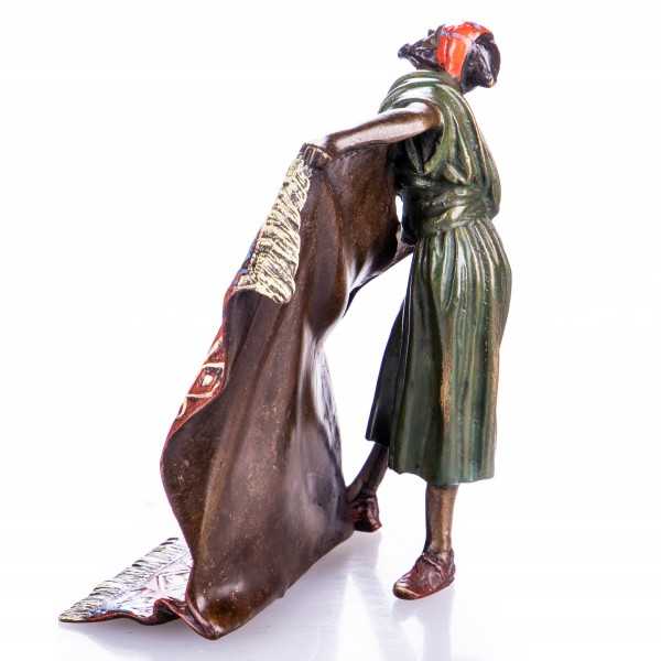 [LA-62602] Bronze Skulptur Figur Bronzeskulptur Bronzefigur Araber mit Teppich Bild 3