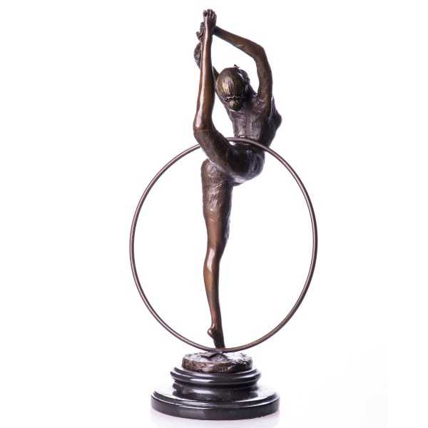 [LA-62647] Bronzeskulptur Bronzefigur Gymnastin mit Ring Bild 3