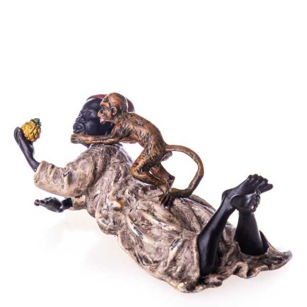 [LA-62651] Bronze Skulptur Figur Bronzeskulptur Bronzefigur Junge mit Affen Bild 3
