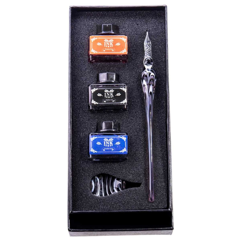 [LA-62998] Schreibset in Geschenkbox Bestehend aus Schreibfeder Glas, Ablage Glas Bild 2