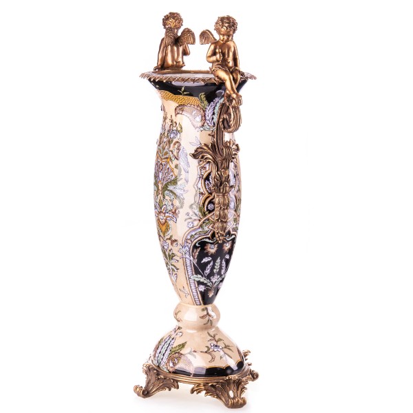 [LA-63397] Porzellan/Messing Vase mit Engeln #63397 Bild 2