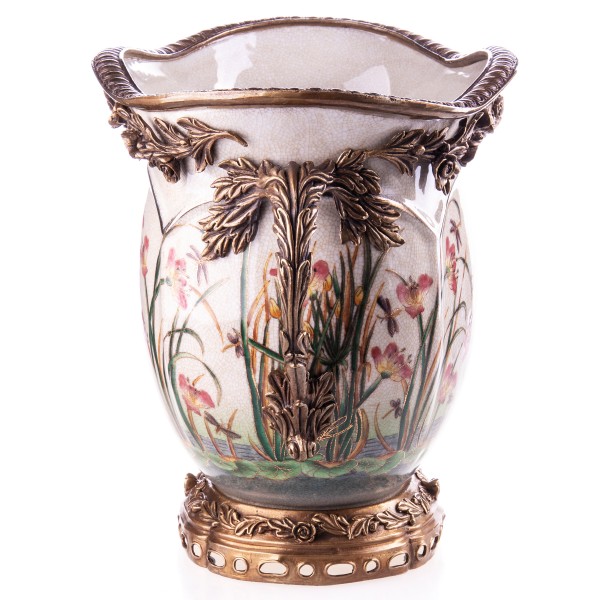 [LA-63461] Porzellan/Messing Jugendstil Vase #63461 Bild 2