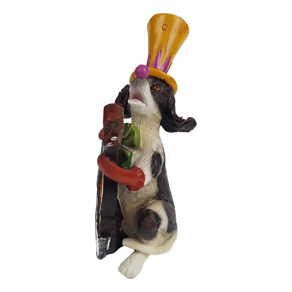 [LA-63712] Skulptur Figur Hund in Clownskostüm mit Instrument Mehrfarbig Bild 2