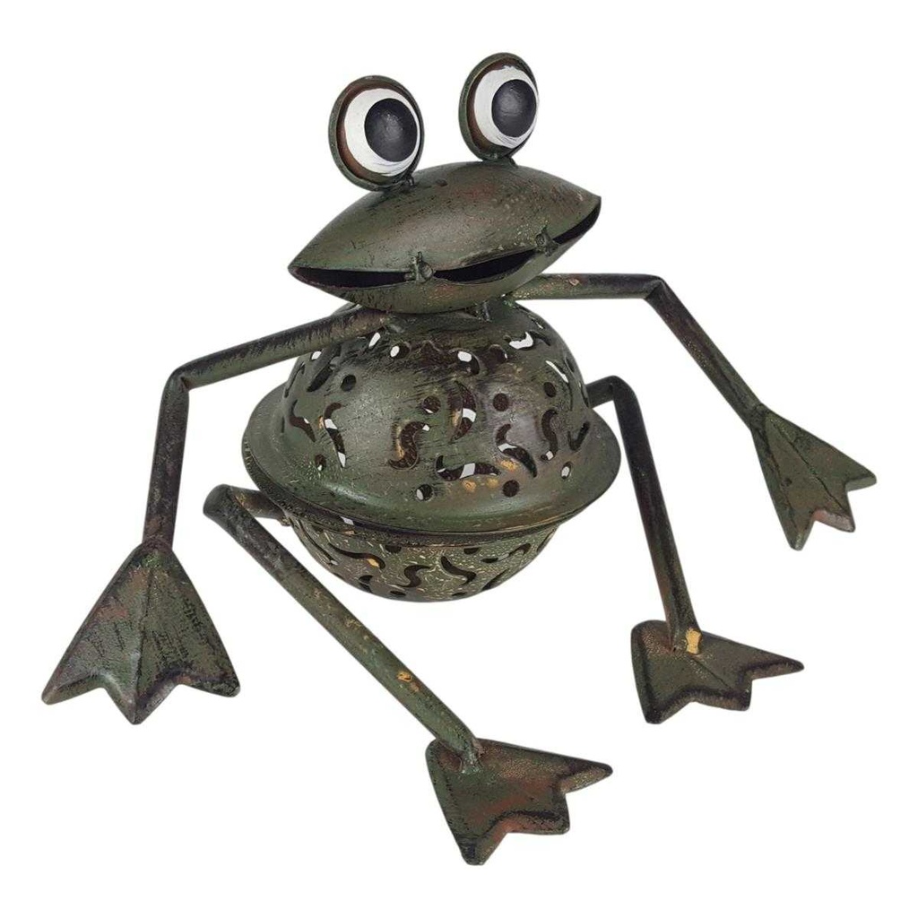[LA-63790] Figur Skulptur Windlicht Teelichthalter Frosch sitzend Garten Bild 2