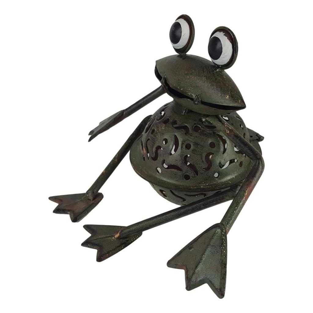 [LA-63790] Figur Skulptur Windlicht Teelichthalter Frosch sitzend Garten Bild 3