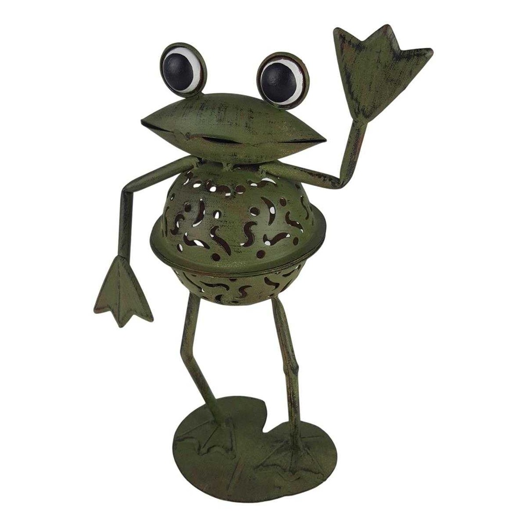 [LA-63791] Figur Skulptur Windlicht Teelichthalter Frosch stehend Garten Bild 2