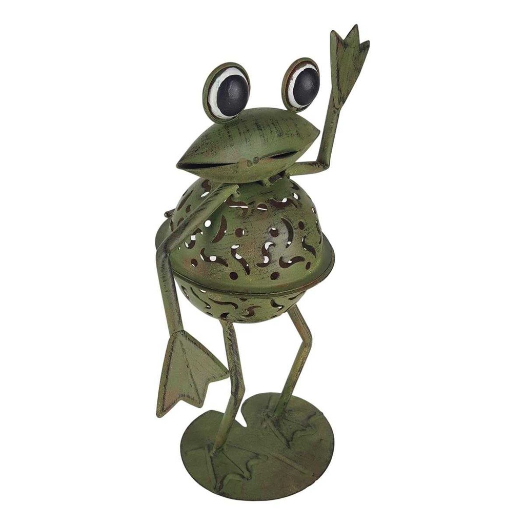 [LA-63791] Figur Skulptur Windlicht Teelichthalter Frosch stehend Garten Bild 3