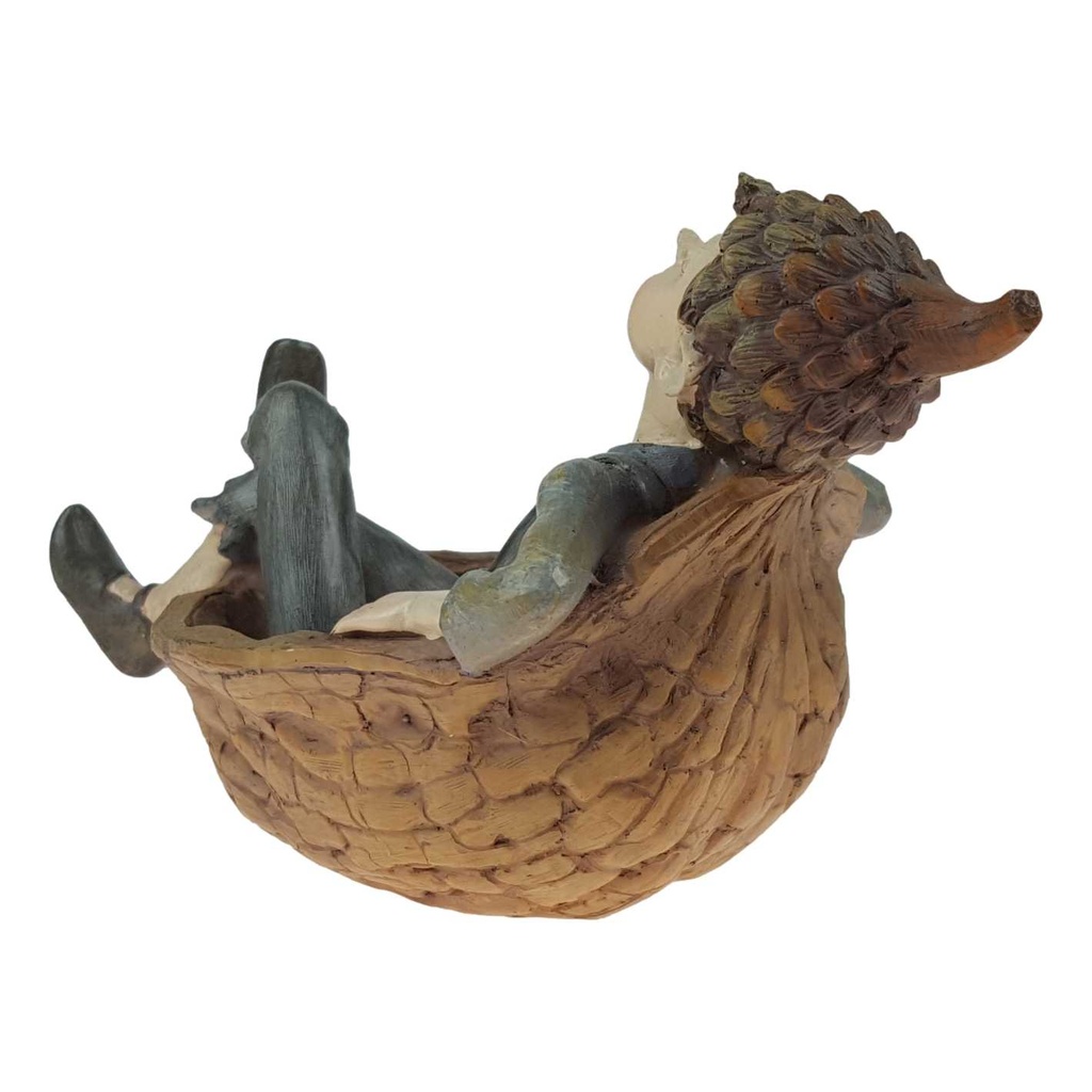[LA-63805] Kunstharz Figur Skulptur Deko Kobold in Nussschale handbemalt L 18 cm Bild 3