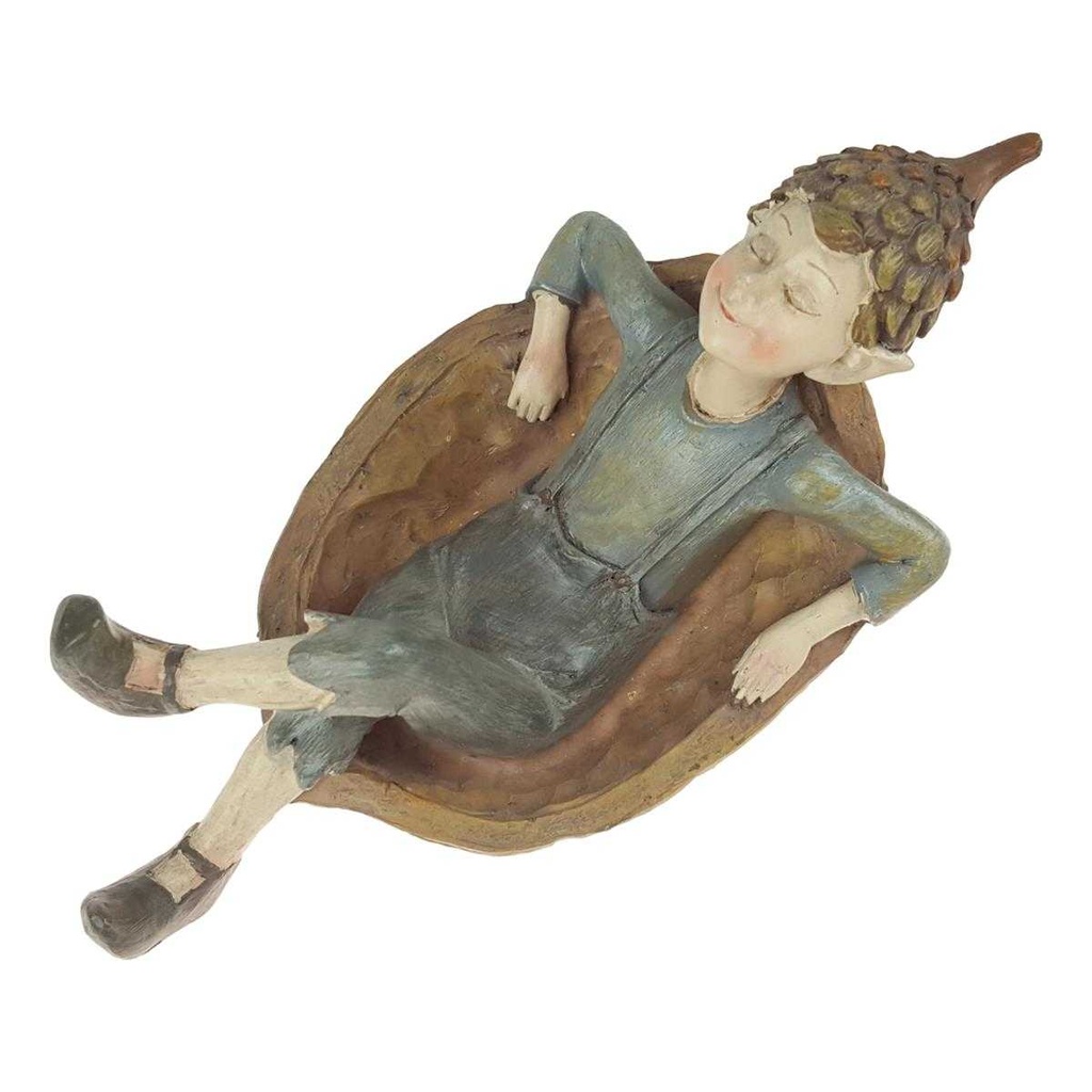 [LA-63805] Kunstharz Figur Skulptur Deko Kobold in Nussschale handbemalt L 18 cm Bild 4