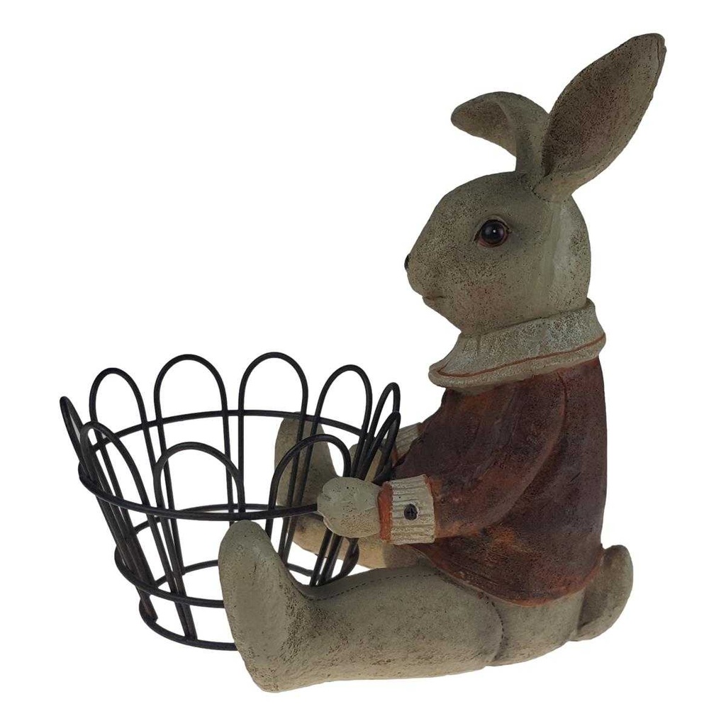 [LA-63809] Kunststein Figur Skulptur Hase mit Korb handbemalt #63809 Bild 2