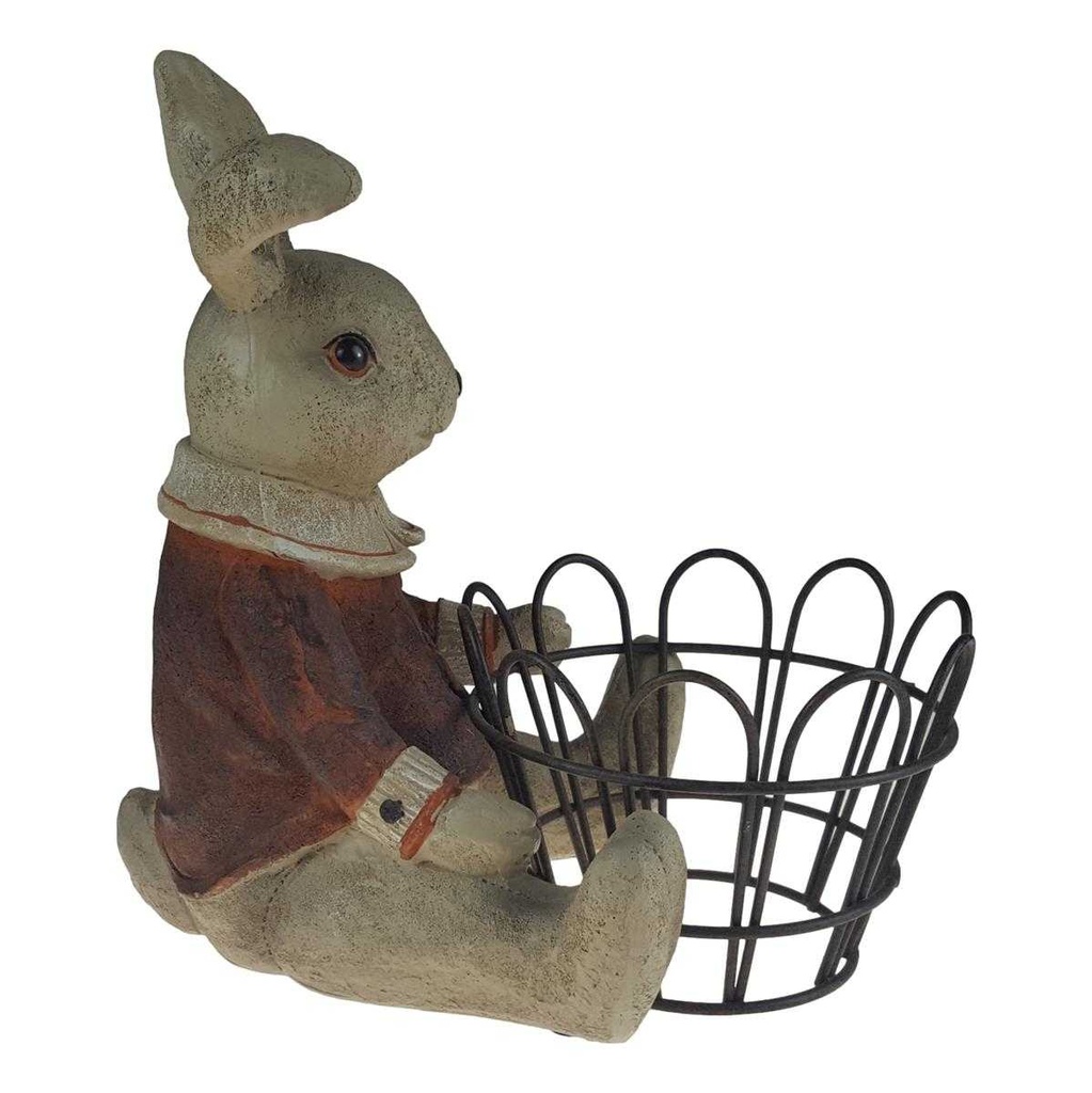 [LA-63809] Kunststein Figur Skulptur Hase mit Korb handbemalt #63809 Bild 5