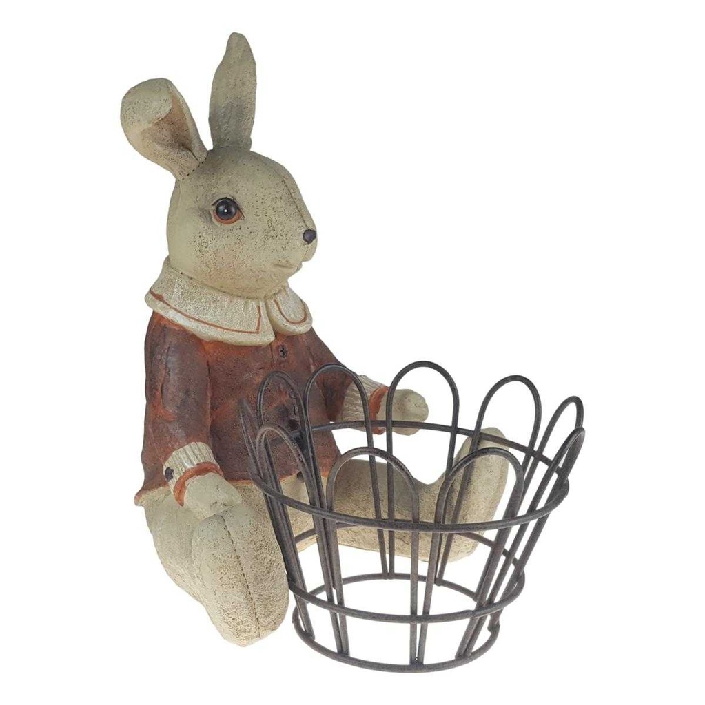 [LA-63809] Kunststein Figur Skulptur Hase mit Korb handbemalt #63809 Bild 6
