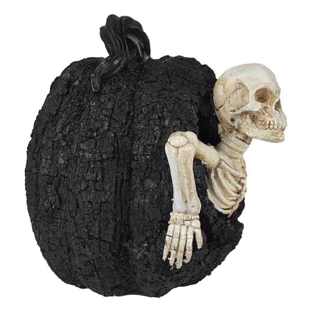 [LA-63929] Kunststein Figur Skulptur Halloween Skelett in Kürbis mit LED beleuchtung Bild 3