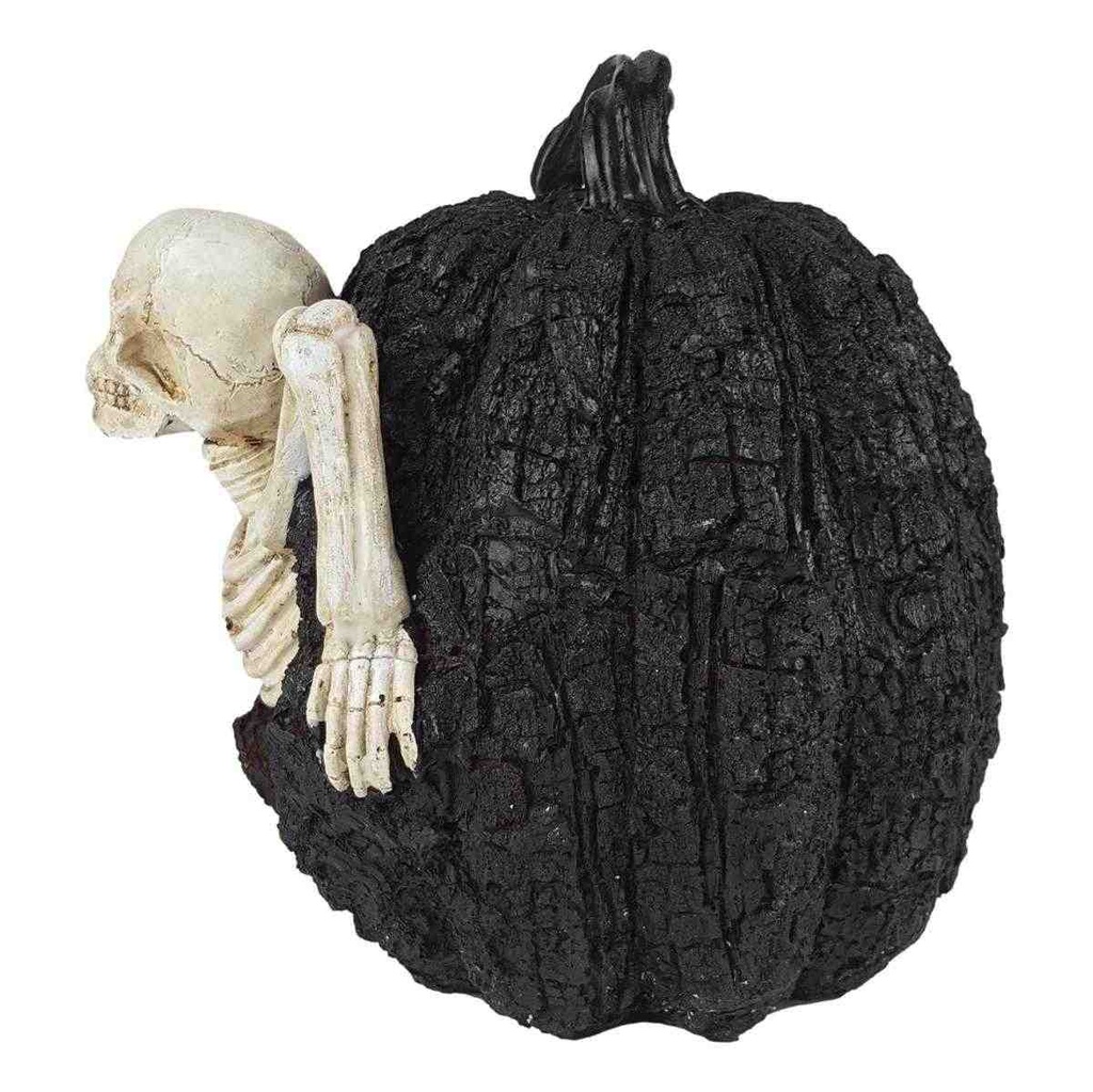 [LA-63929] Kunststein Figur Skulptur Halloween Skelett in Kürbis mit LED beleuchtung Bild 6