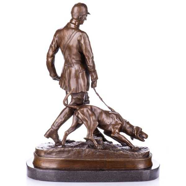 [LA-63958] Bronze Skulptur Figur Bronzeskulptur Bronzefigur Jäger mit Jagdhund Bild 3